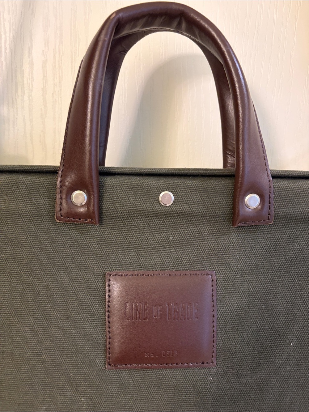 Classic Dark Green Canvas Duffel with Brown Leather Accents - Picture 4 of 11
